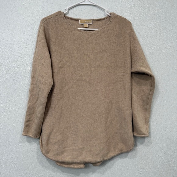 Michael Kors Sweaters - Michael Michael Kors Tan Camel Cotton Blend Side Zip Sweater Womens Medium